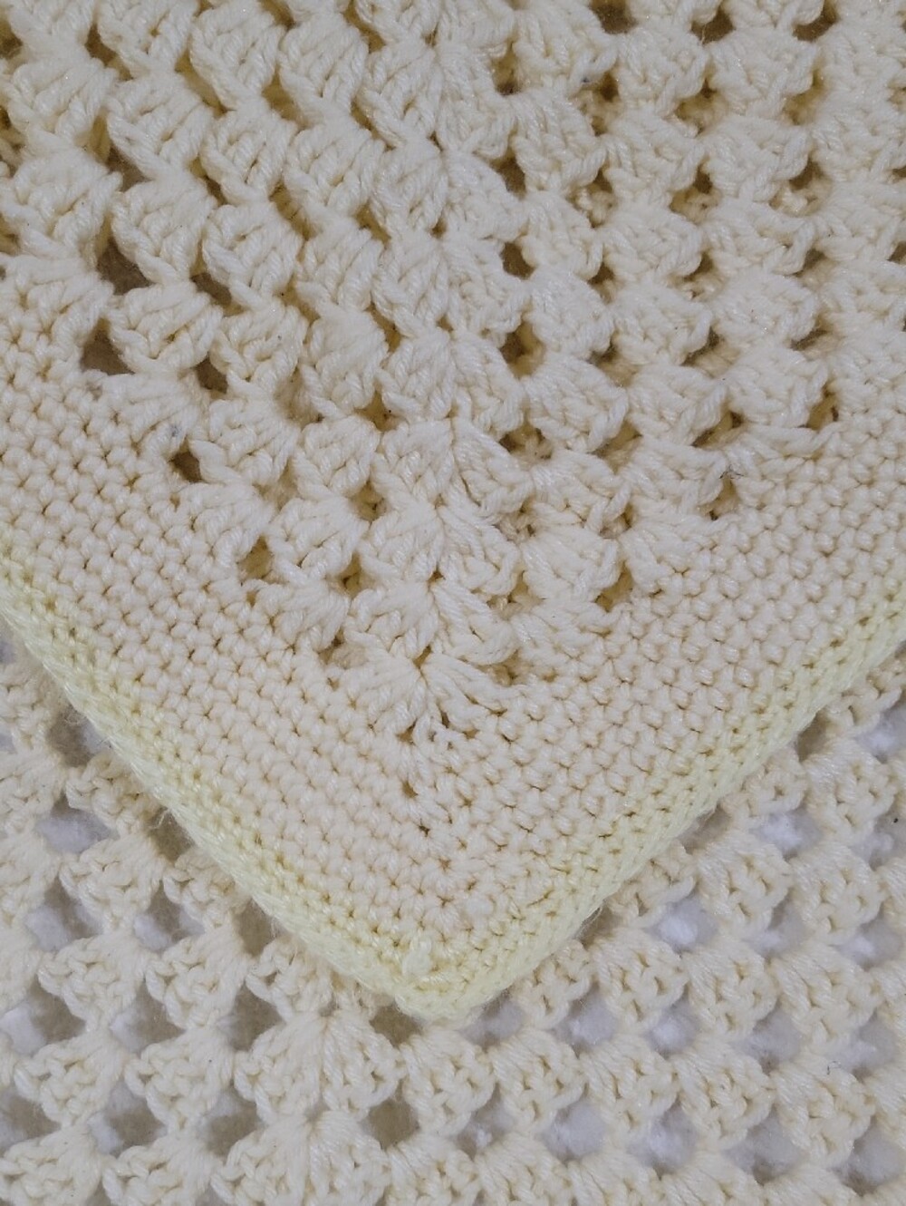 Soft Hand-Crocheted Pale Yellow Baby Blanket Throw - Picture 2 of 2